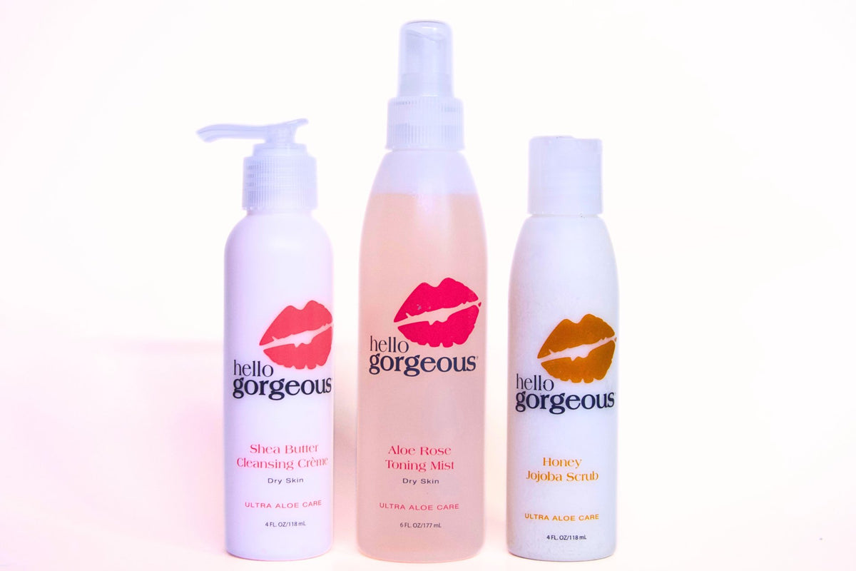 Dry Skin Cleansing Trio with Aloe Rose Toning Mist